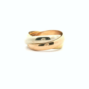 Cartier Trinity 18k Gold Tri Tone Rolling Band Ring Size 5.25