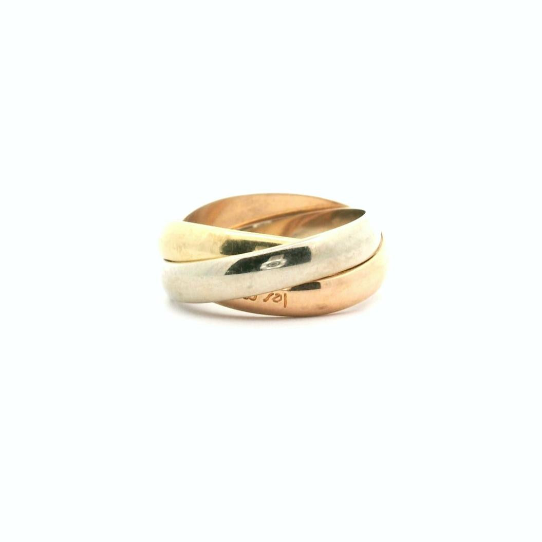 Cartier Trinity 18k Gold Tri Tone Rolling Band Ring Size 5.25