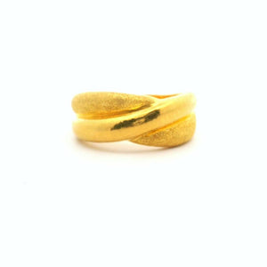 24k Pure Yellow Gold 9.8g Solid Polished and Satin Finish Crossover Ring Size 10