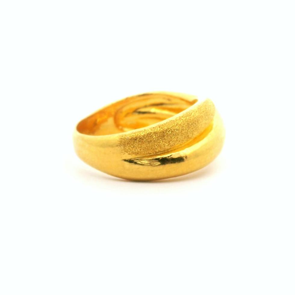 24k Pure Yellow Gold 9.8g Solid Polished and Satin Finish Crossover Ring Size 10