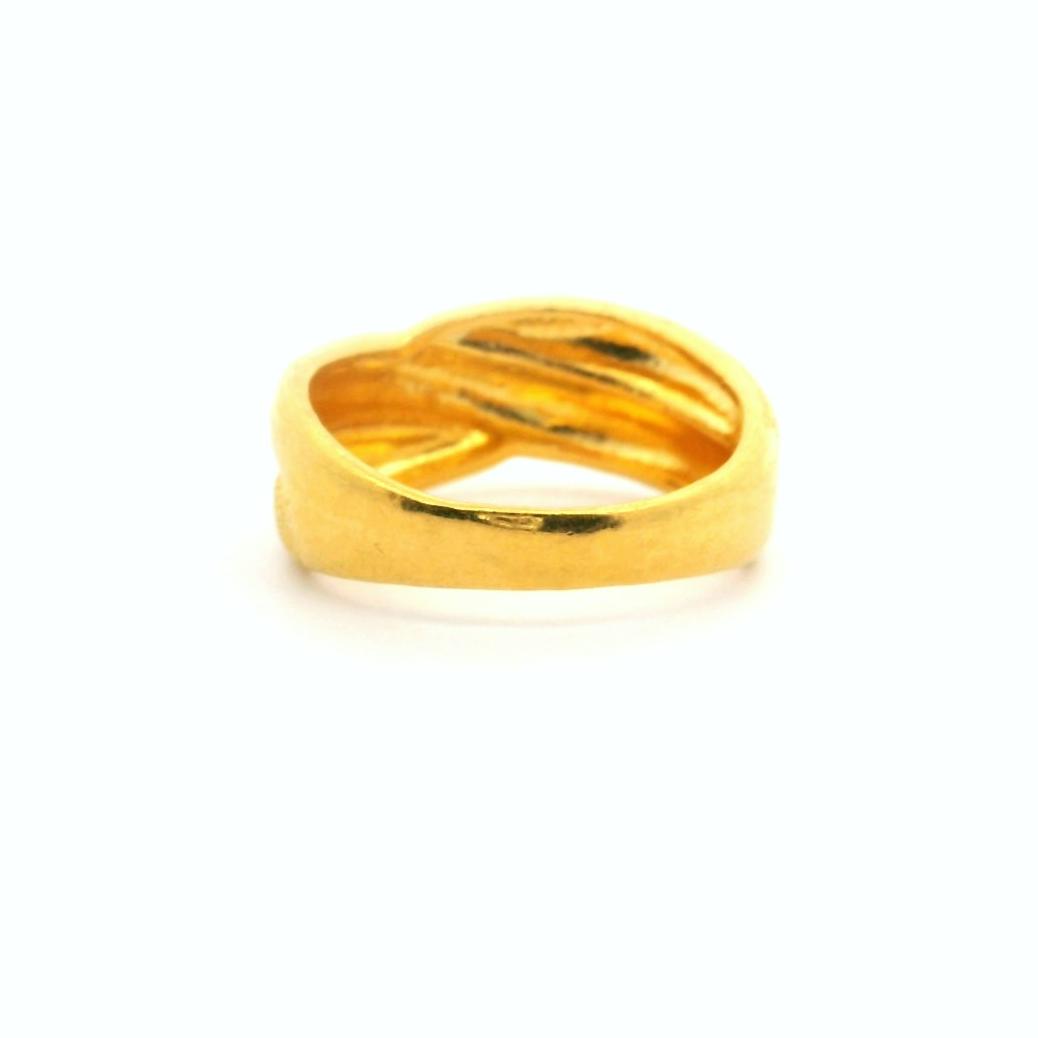 24k Pure Yellow Gold 9.8g Solid Polished and Satin Finish Crossover Ring Size 10