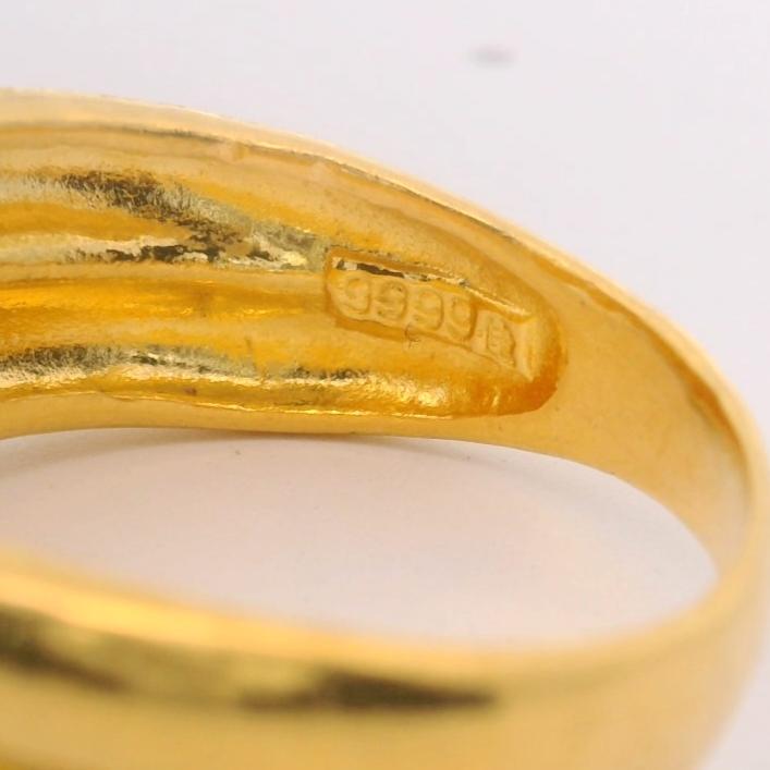 24k Pure Yellow Gold 9.8g Solid Polished and Satin Finish Crossover Ring Size 10