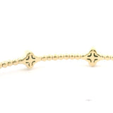 Brand New 14k Yellow Gold and Diamond Clover Station Flex Bangle Bracelet 7"