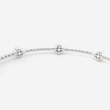 Brand New 14k White Gold and Diamond Clover Station Flex Bangle Bracelet 7"