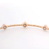 Brand New 14k Rose Gold and Diamond Clover Station Flex Bangle Bracelet 7"