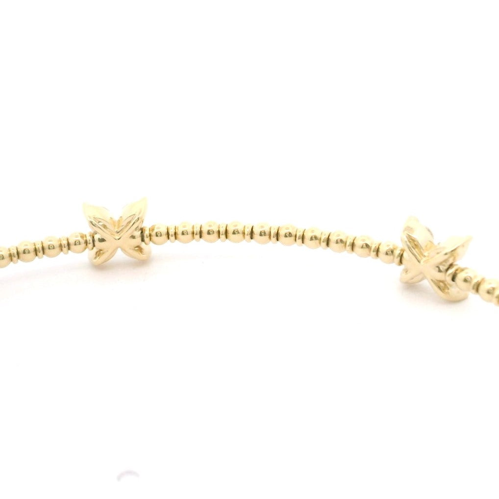 Brand New 14k Yellow Gold and Diamond Butterfly Flex Bangle Bracelet 7"