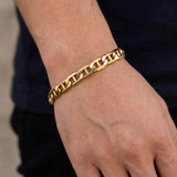 14k Yellow Gold 12.4g Hollow Men's 7.5mm Mariner Link Bracelet Italy 9"