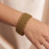 14k Yellow Gold 35g Heavy Vintage Soft Braided Mesh Link Bracelet Italy 7.25"