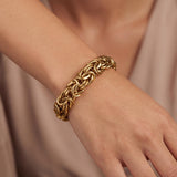14k Yellow Gold 24g Heavy Thick 11mm Byzantine Link Bracelet Italy 7.25"