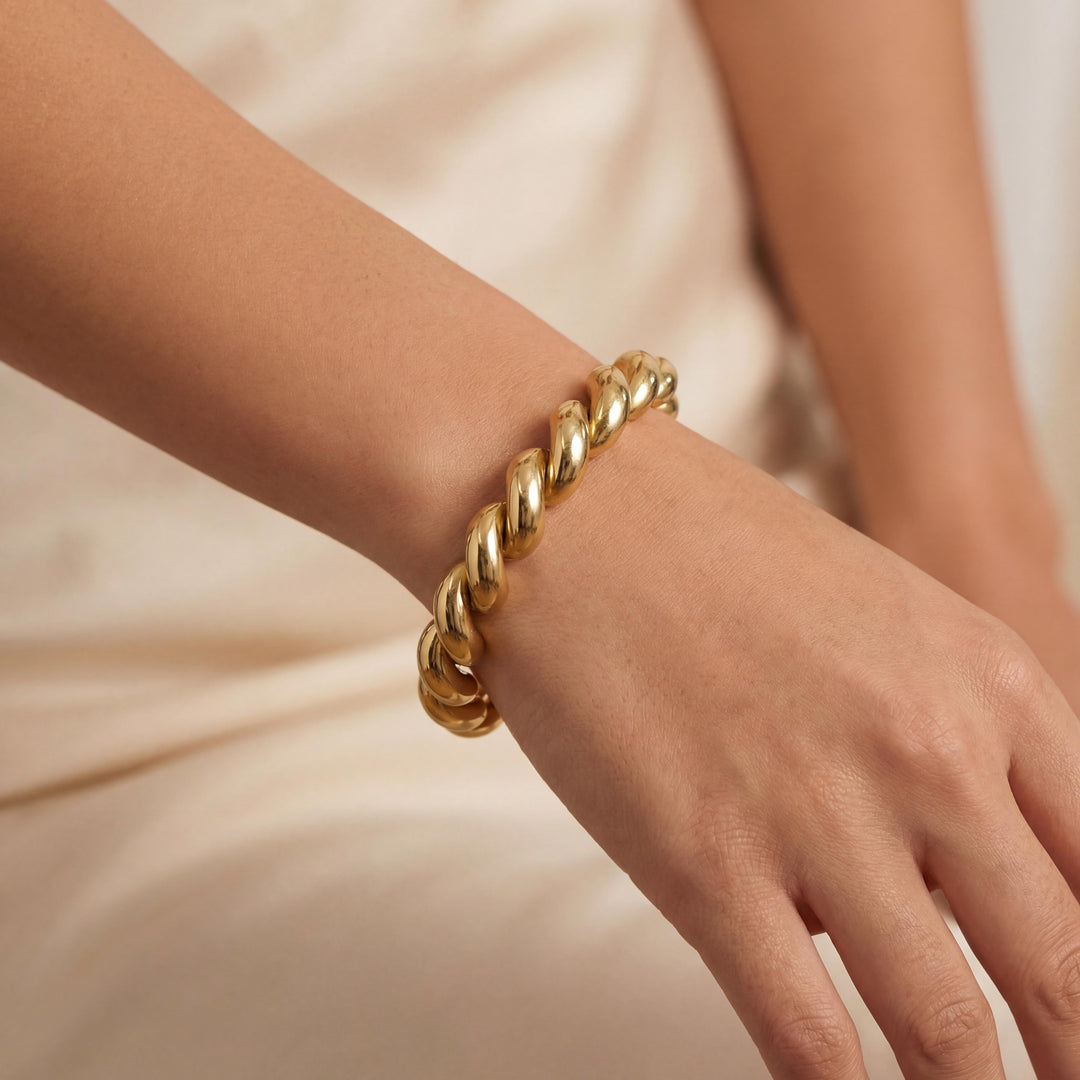 14k Yellow Gold 24.8g Ladies Polished 9.5mm San Marco Link Bracelet Italy 7.25"