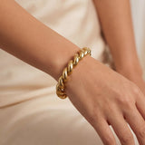 14k Yellow Gold 24.8g Ladies Polished 9.5mm San Marco Link Bracelet Italy 7.25"