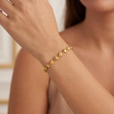 24k Pure Yellow Gold 10g Solid Ladies 5mm Fancy Heart Link Bracelet 6.75"