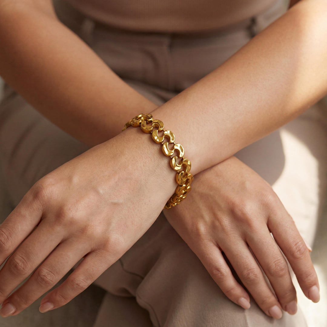 24k Pure Yellow Gold 25.5g Solid Heavy 10mm Fancy Link Bracelet 6.5"