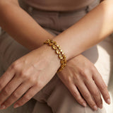 24k Pure Yellow Gold 25.5g Solid Heavy 10mm Fancy Link Bracelet 6.5"