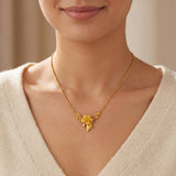 24k Pure Yellow Gold 12.5g Solid Floral Pendant Fancy Link Chain Necklace 16"