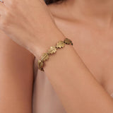 18k Yellow Gold 17g Solid Vintage Oak Leaf Panel Link Bracelet Italy 7.25"