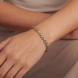 18k Yellow White and Rose Gold 11.6g Ladies Fancy Link Bracelet Italy 7.25"