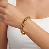 14k Yellow Gold 15.4g Ladies Polished 7mm San Marco Link Bracelet Italy 7"