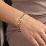 14k Yellow Gold 14.7g Thick Byzantine Link Cabochon Onyx Bracelet  7.75"