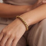 14k Yellow Gold 18.5g Ladies Polished 8mm San Marco Link Bracelet Italy 7"