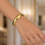 14k Yellow Gold 21.2g Vintage Wide 13mm Etched Bangle Bracelet 7.75"