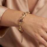 14k Yellow Gold Red Garnet Diamond 18.2g Vintage Bangle Bracelet 6.75"