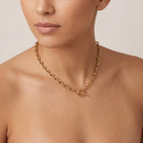 14k Yellow Gold 8.6g Hollow Light Cable Link Toggle T Bar Necklace 17"