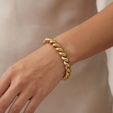 14k Yellow Gold 24.8g Ladies Polished 10mm San Marco Link Bracelet Italy 7.25"