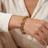 14k Yellow Gold 6.3g Hollow Light 13mm Multi Circle Link Bracelet Italy 7"