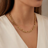 14k Yellow Gold 21.4g Semi Solid Thick 6mm Figaro Link Chain Necklace Italy 18"