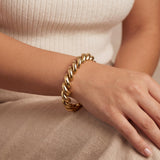 14k Yellow Gold 18.6g Ladies Beveled 9.5mm San Marco Link Bracelet 7"