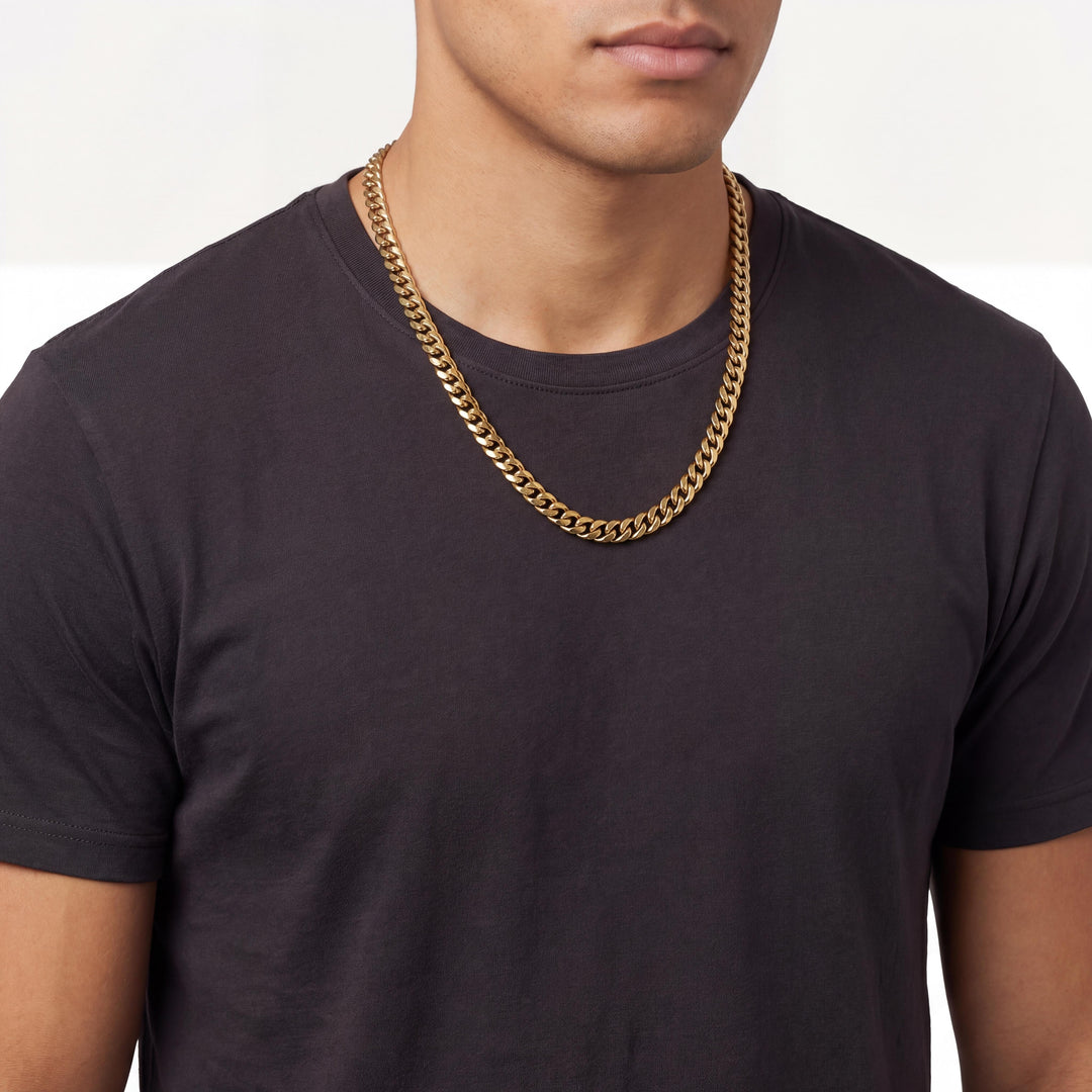 14k Yellow Gold 36g Semi Solid 7.5mm Curb Link Chain Necklace 24"