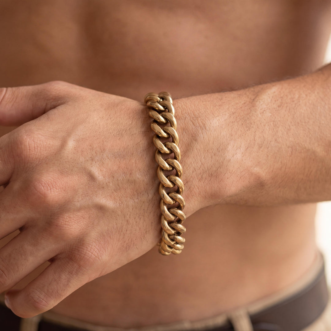 14k Rose Gold 27g Vintage Thick 11mm Curb Link Bracelet 8.5"