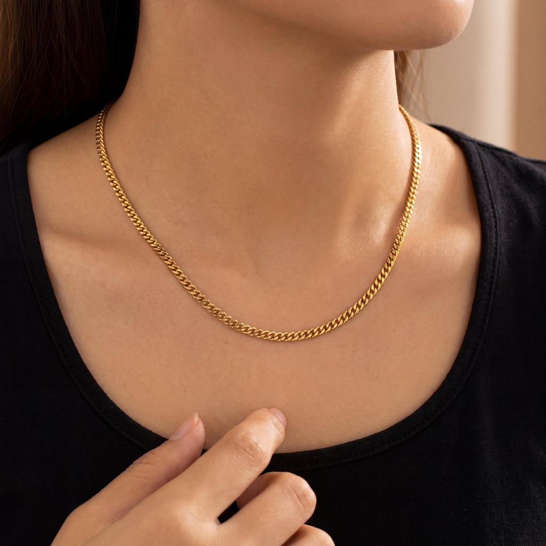 22k Yellow Gold 12.5g Solid Thin 2.5mm Curb Link Chain Necklace 18.5"