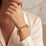 18k Yellow Gold 11g Vintage Milor 7.5mm Spiral Twisted Bangle Bracelet Italy 7"
