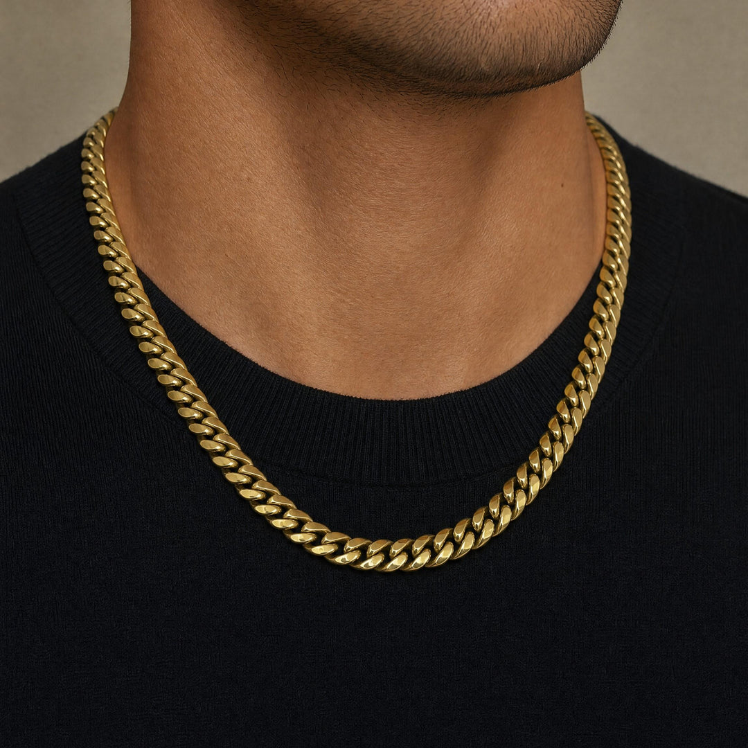 14k Yellow Gold 36.5g Semi Solid 7.5mm Cuban Curb Link Chain Necklace 22"