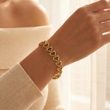 14k Yellow Gold 9.8g Solid Diamond Cut 8mm Heart Link Bracelet 7"