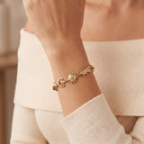 14k Yellow Gold 8.5g Sun Moon Earth Stars Charm Bracelet 7.25"