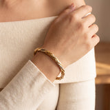 18k Tri Tone Gold 13g Vintage UnoAErre Spiral Bangle Bracelet Italy 7"