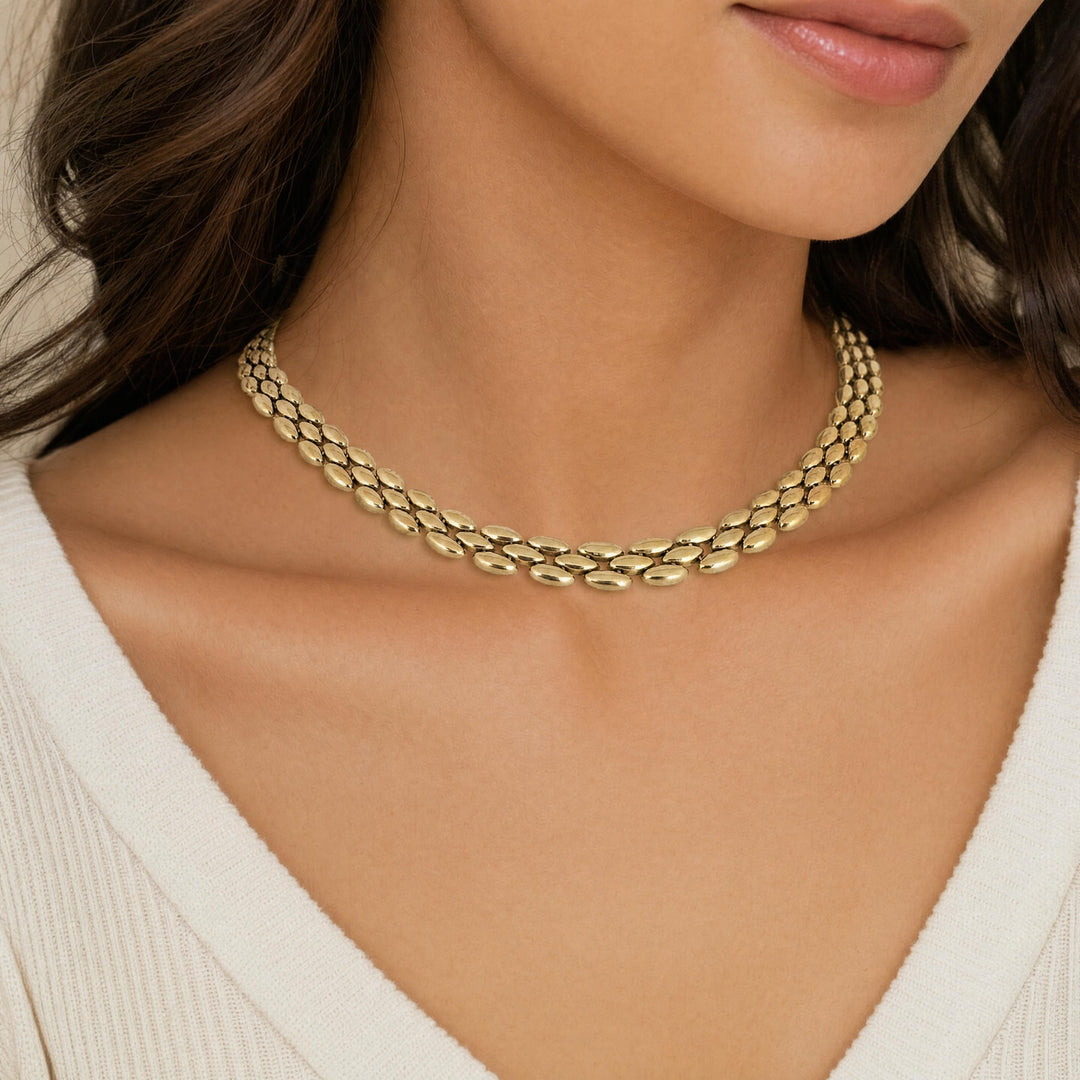 14k Yellow Gold 36.6g Heavy Ladies 8.5mm Panther Link Necklace Italy 17"