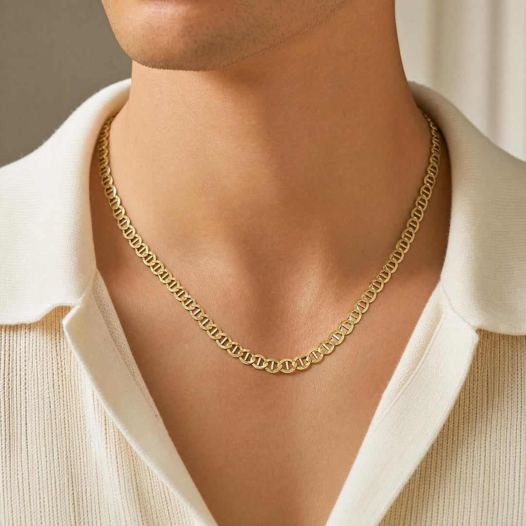 14k Yellow Gold 13.3g Solid Men's 5mm Mariner Link Chain Necklace Italy 21.5"