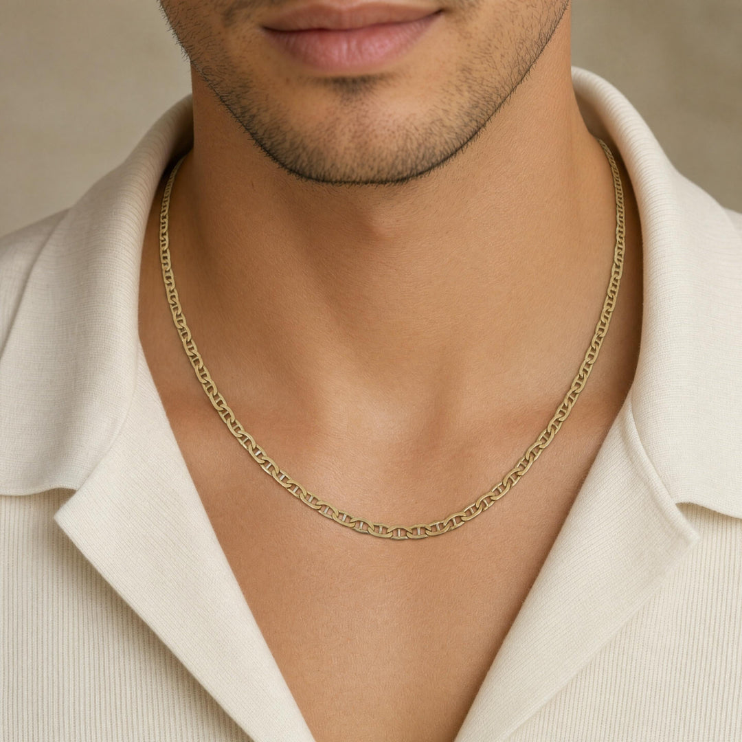 18k Yellow Gold 7.2g Vintage Thin 2.5mm Mariner Link Chain Necklace Italy 20"