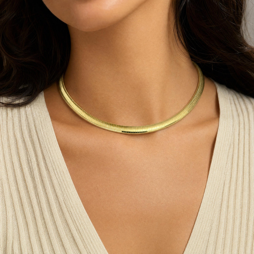 14k Yellow Gold 36g Solid Heavy 6mm Omega Link Necklace Italy 16"