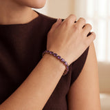 14k Yellow Gold and Amethyst 9.5g Ladies Vintage Link Bracelet 7"