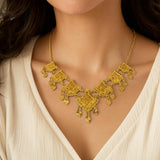 21k Yellow Gold 17.5g Twisted Curb Link Ornate Drop Dangle Necklace 18"