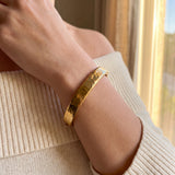 18k Yellow Gold 24.5g Vintage Heavy Hammered Bangle Bracelet 7"