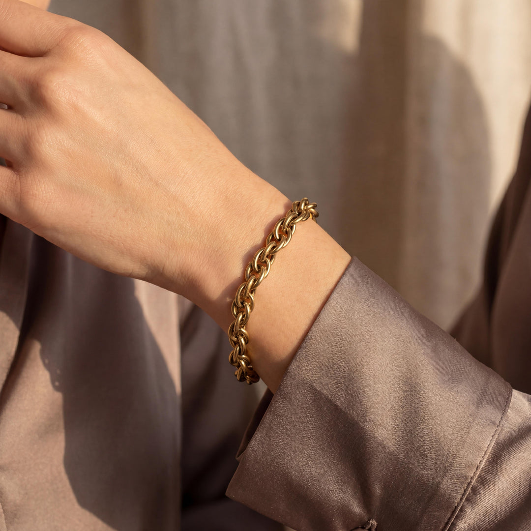 18k Yellow Gold 7.5g Ladies 5.5mm Fancy Link Bracelet Italy 7.5"