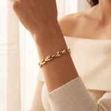 14k Yellow Gold 16.3g Ladies Polished 10mm Fancy Wave Link Bracelet Italy 7"