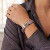 14k White Gold 22.4g Heavy Vintage Braided Mesh Link Bracelet Italy 7.25"