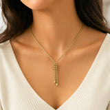 14k Yellow Gold 7g Hollow 2.5mm Lariat Tassel Rope Chain Necklace 20"